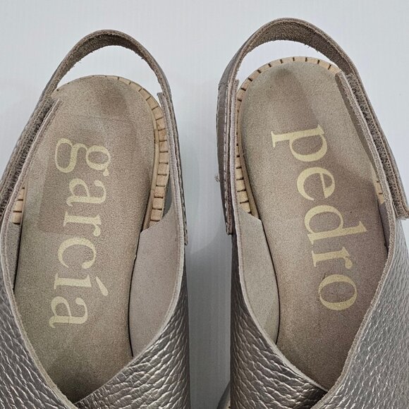 Pedro Garcia Reme Sandal Womens EU 39 Metallic Gold Leather Slingback Platform - Picture 8 of 14